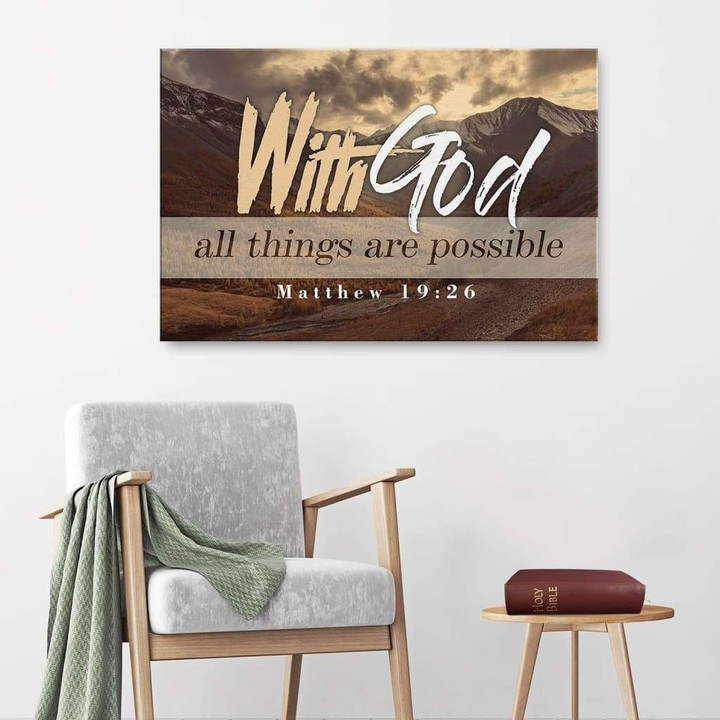 With God all things are possible Matthew 19:26 NIV canvas wall art