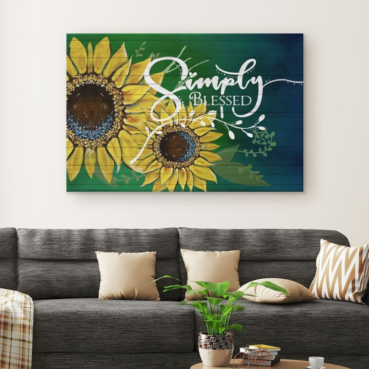 Blessed wall art: Simply blessed sunflower wall art canvas