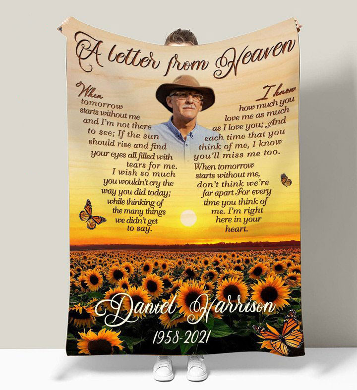 Remembrance Blanket, Personalized Memorial Gift, A Letter From Heaven Fleece Blanket - Personalized Sympathy Gifts - Spreadstore