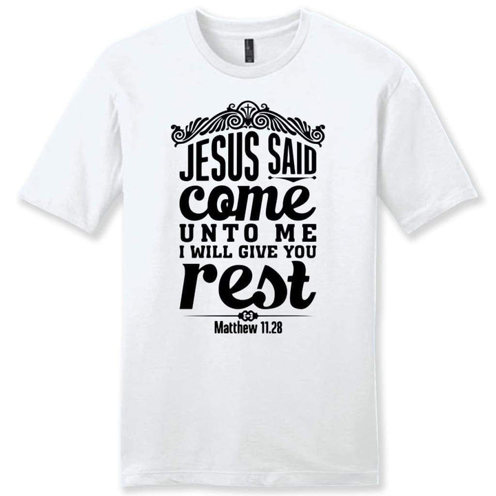Matthew 11:28 Jesus said come unto me mens Christian t-shirt - Gossvibes