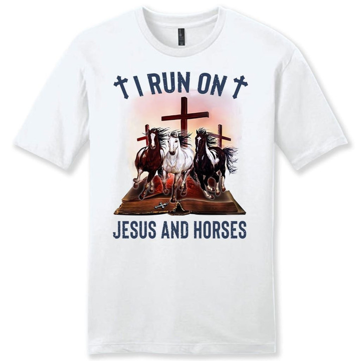 I run on Jesus and horses mens Christian t-shirt, Jesus shirts - Gossvibes
