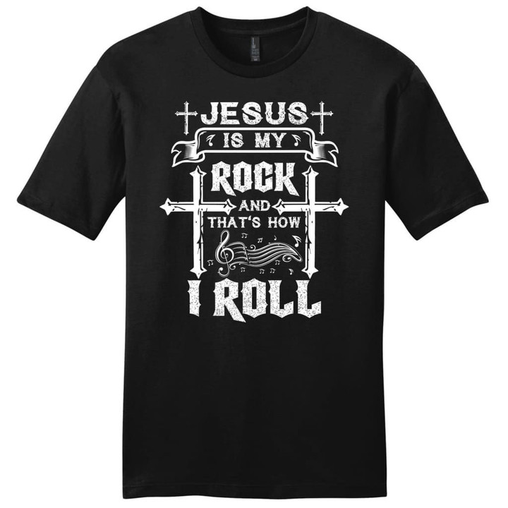 Jeus is my rock and that's how I roll mens Christian t-shirt - Gossvibes