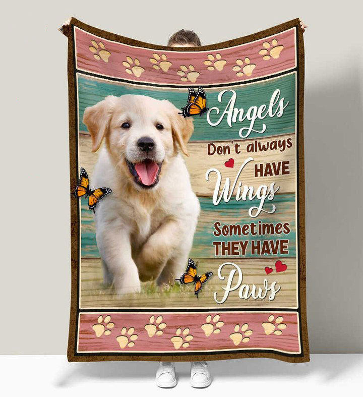 Personalized Pet Memorial Blanket, Loss Og Dog Gift, Angel don't always have wings, sometimes they have paws - Sympathy Gifts - Spreadstore