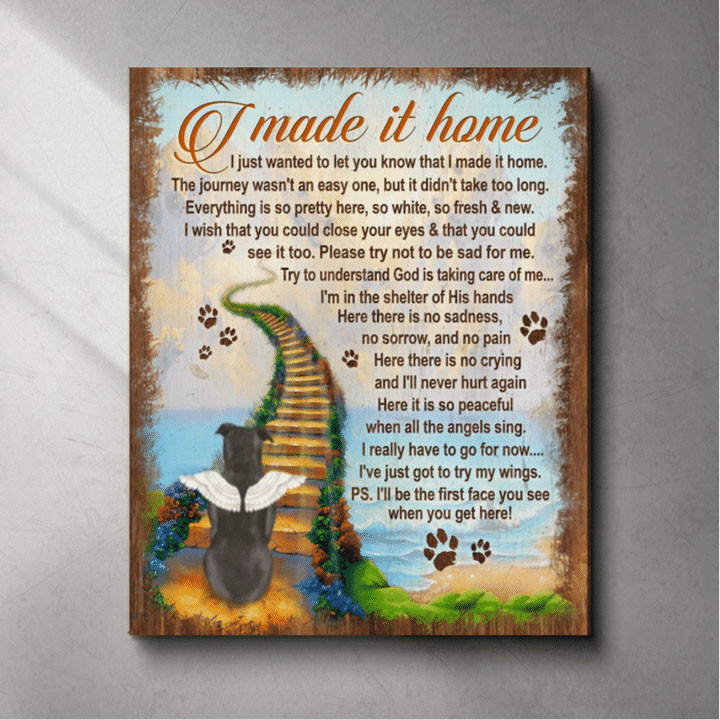 Custom Pet Photo Memorial Gift, Custom Dog Wall Art, I Made It Home Canvas - Personalized Sympathy Gifts - Spreadstore