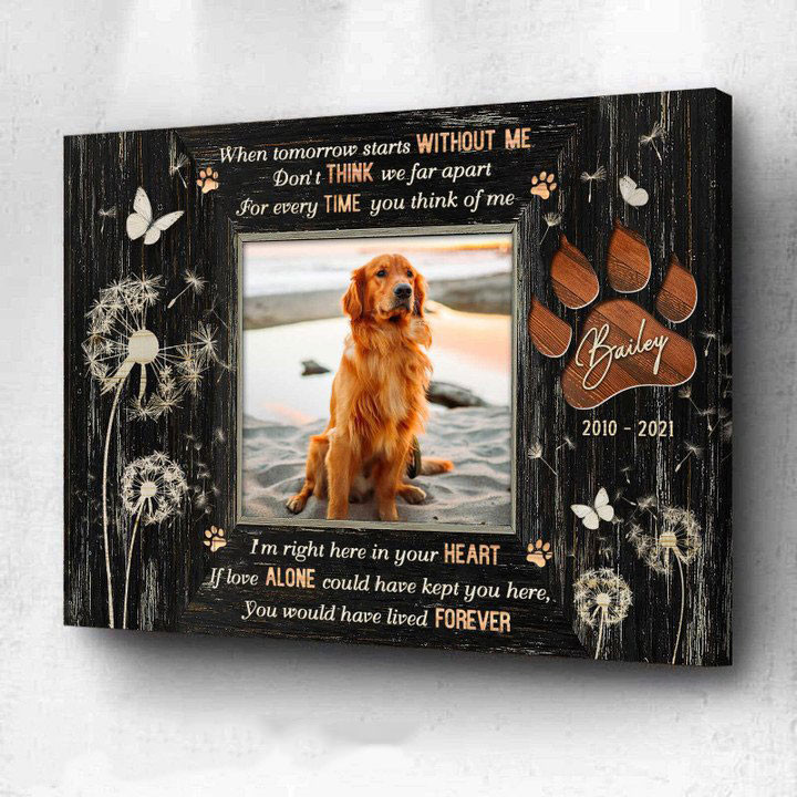 When Tomorrow Starts Without Me Sign, Pet Memorial Gifts, Personalized Pet Memorial Gifts - Personalized Sympathy Gifts - Spreadstore