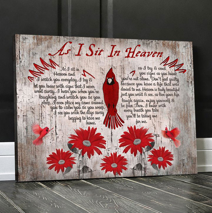 Spread Store Memorial Relatives Loss Cardinals Canvas Hanging Wall Art Decor Idea - As I Sit In - Sympathy Gifts - Spreadstore