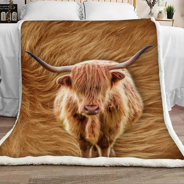 Gossvibe - Cow Blanket - Highland Cow Sherpa Fleece Blanket - JR2001 90O47