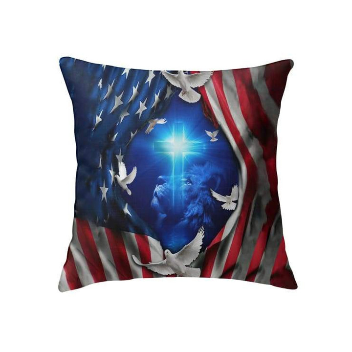 Jesus lion American flag of Faith Christian pillow - Christian pillow, Jesus pillow, Bible Pillow - Spreadstore