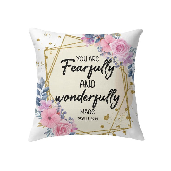 You are fearfully and wonderfully made Psalm 139:14 Christian pillow - Christian pillow, Jesus pillow, Bible Pillow - Spreadstore