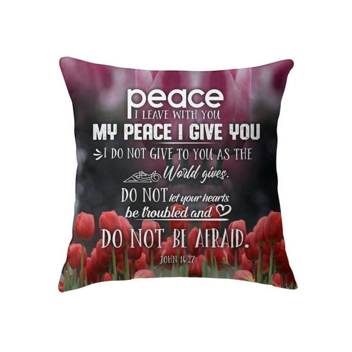 John 14:27 Peace I leave with you Bible verse pillow - Christian pillow, Jesus pillow, Bible Pillow - Spreadstore