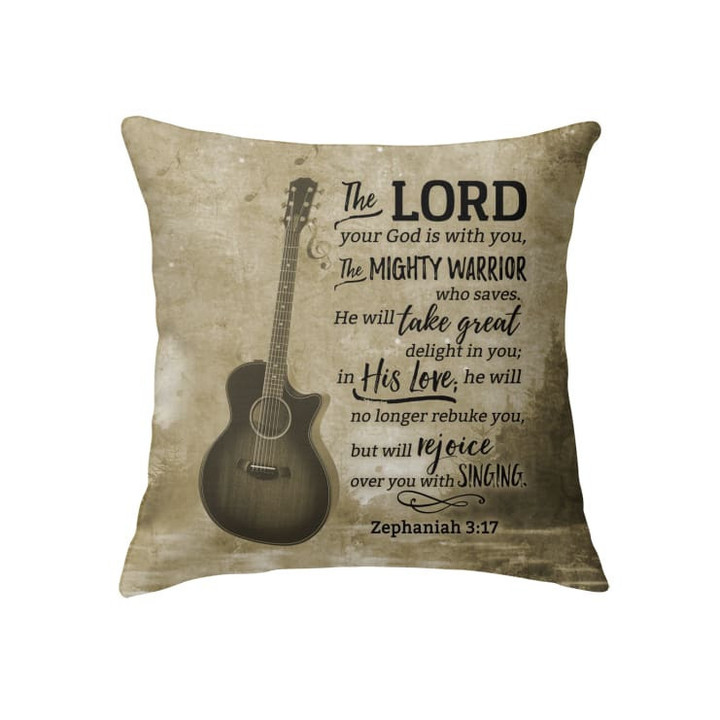 The Lord your God is with you Zephaniah 3:17 Bible verse pillow - Christian pillow, Jesus pillow, Bible Pillow - Spreadstore