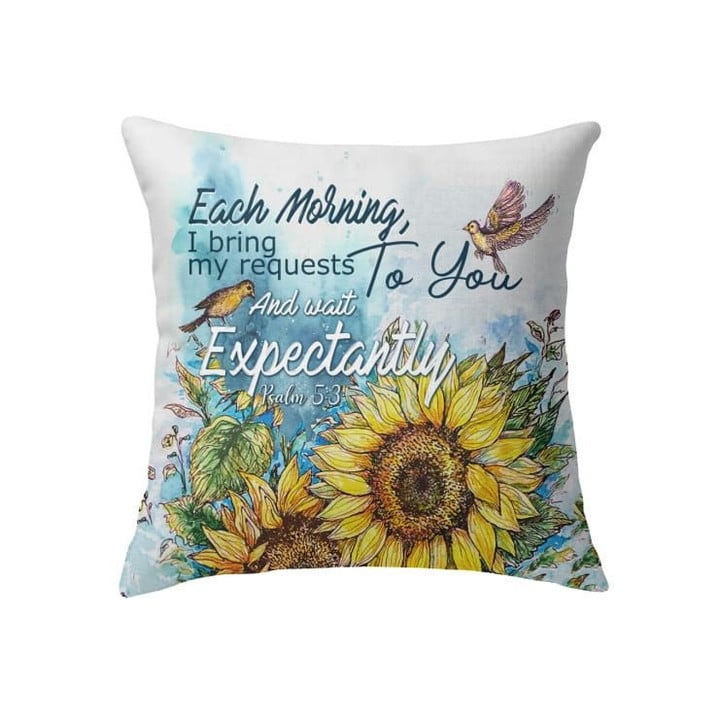 Each morning I bring my requests to you Psalm 5:3 Bible verse pillow - Christian pillow, Jesus pillow, Bible Pillow - Spreadstore