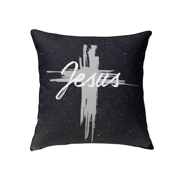 The word Jesus in cross Christian pillow - Christian pillow, Jesus pillow, Bible Pillow - Spreadstore