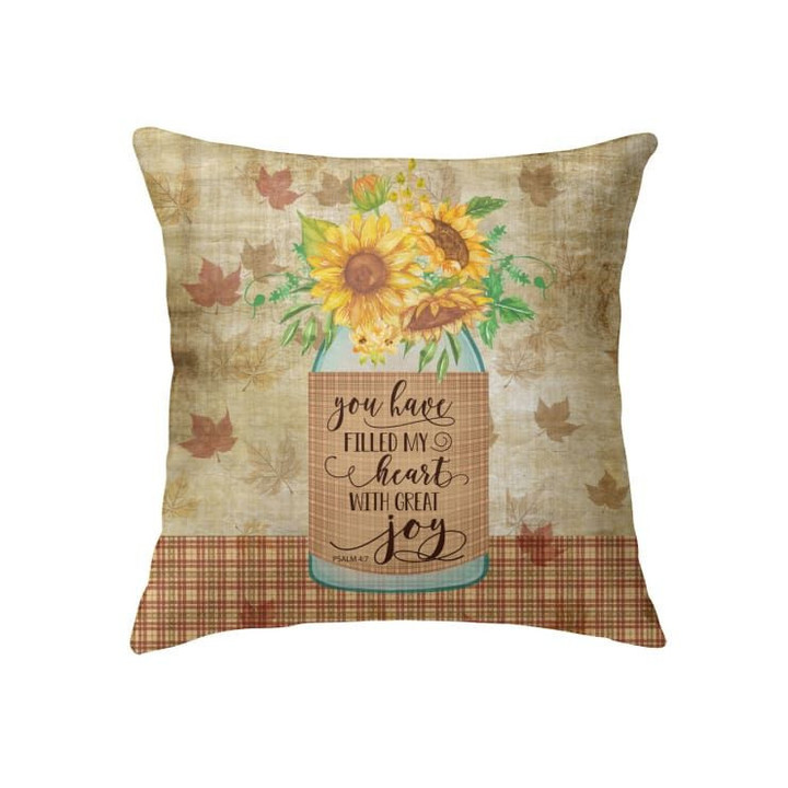 You have filled my heart with great joy Psalm 4:7 Bible verse pillow - Christian pillow, Jesus pillow, Bible Pillow - Spreadstore