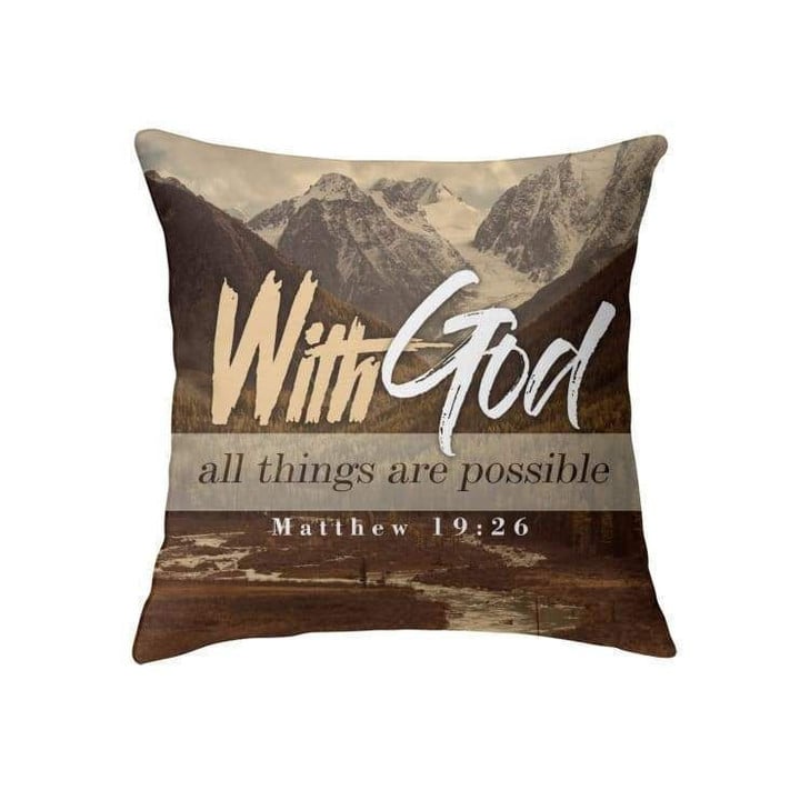 With God all things are possible Matthew 19:26 Bible verse pillow - Christian pillow, Jesus pillow, Bible Pillow - Spreadstore