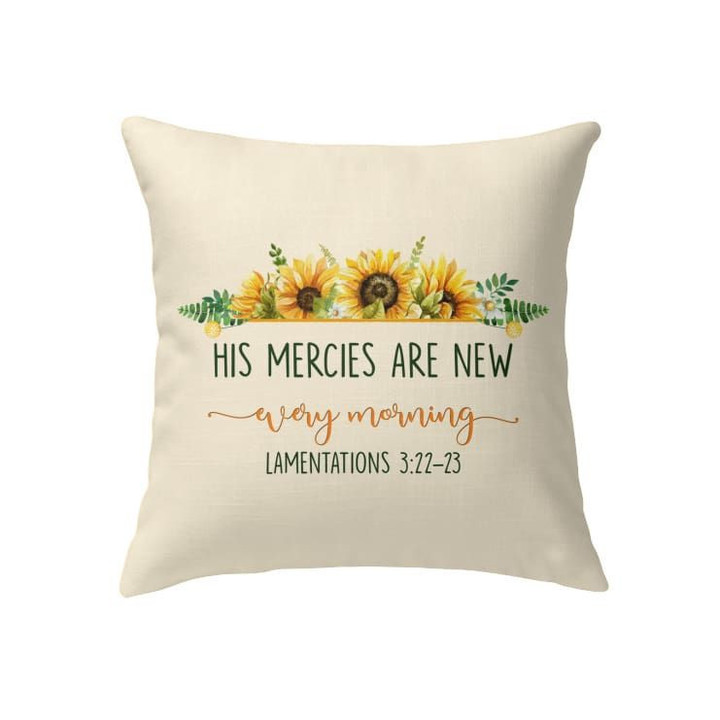 His mercies are new every morning Lam 3:22-23 throw pillow - Christian pillow, Jesus pillow, Bible Pillow - Spreadstore