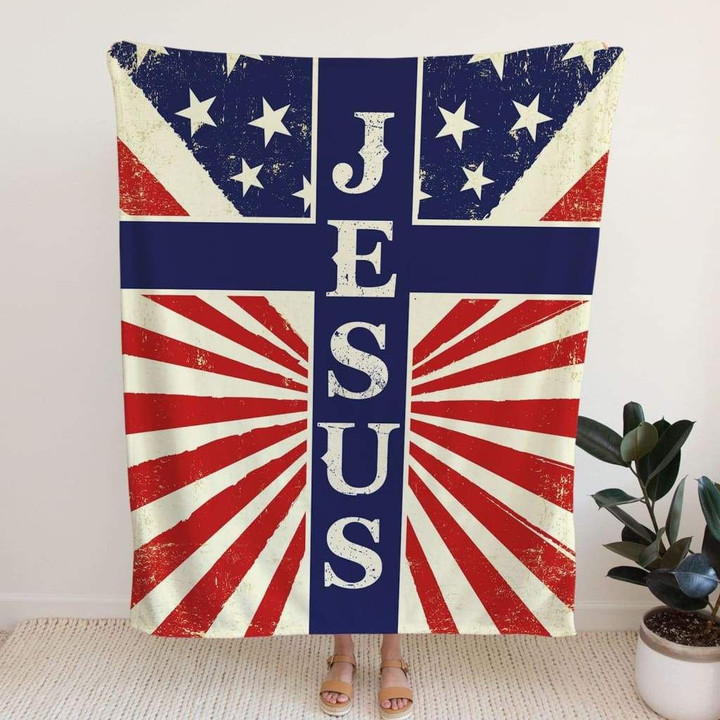 Jesus American Flag Christian blanket - Gossvibes