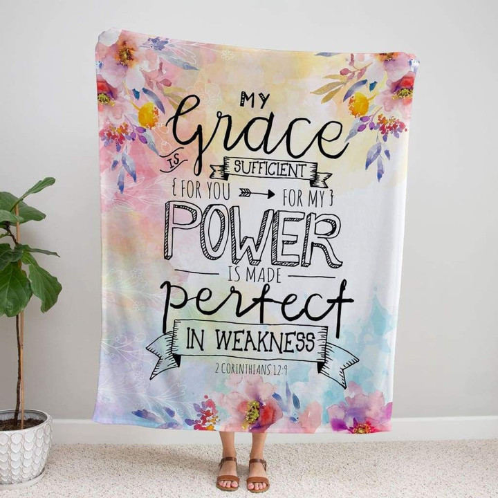 2 Corinthians 12:9 My grace is sufficient for you Bible verse blanket - Gossvibes