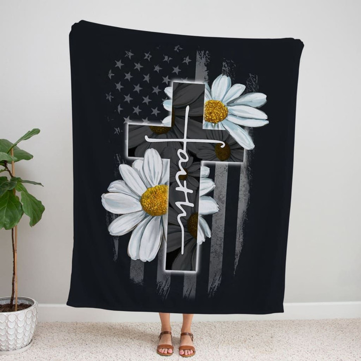 Faith Cross Daisy Christian blanket - Gossvibes