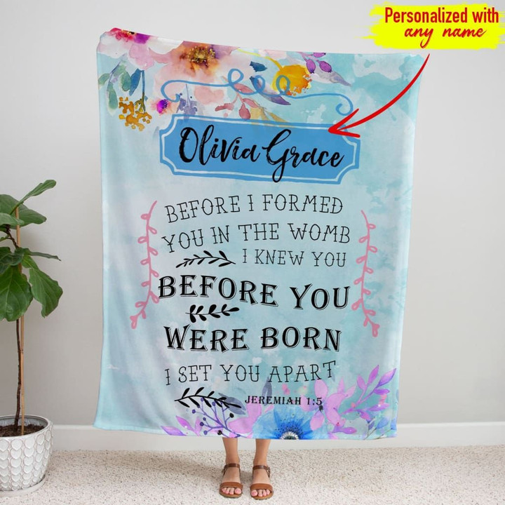 Jeremiah 1:5 personalized name blanket | Bible verse blanket - Gossvibes