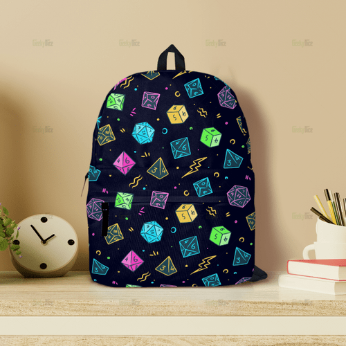 Premium DnD Backpack - dice colorful pattern
