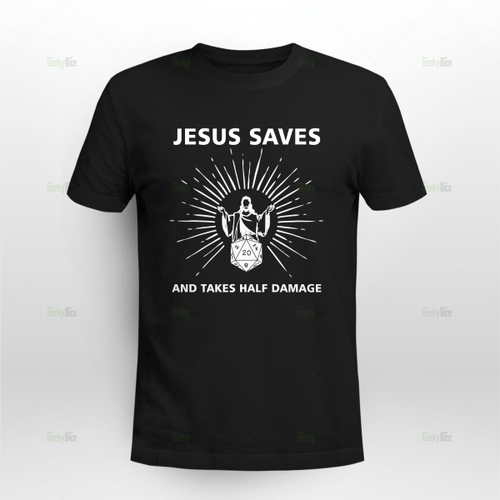 Jesus saves DnD shirt, Dungeons and dragons inspired