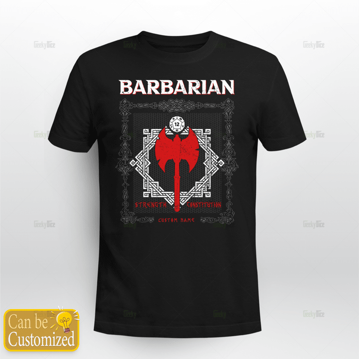 DnD Barbariam Custom Name T-shirt