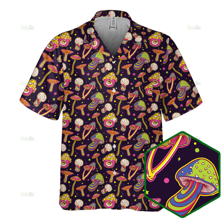 DnD Hawaiian Shirt - Trippy Mushroom Pattern
