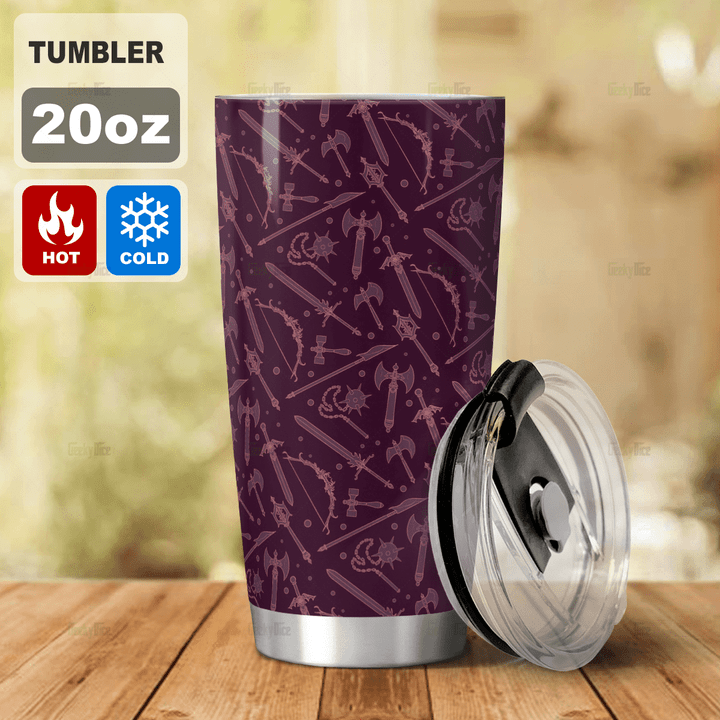 Medieval weapons tumbler, dungeons and dragons tumbler, dnd tumbler