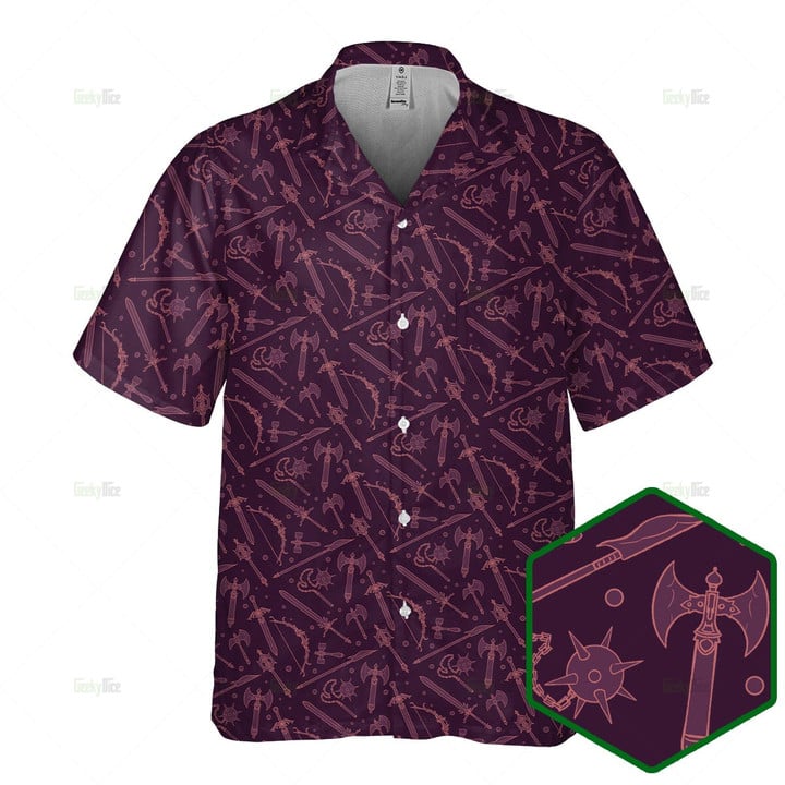 DnD Hawaiian Shirt - Madieval weapons pattern