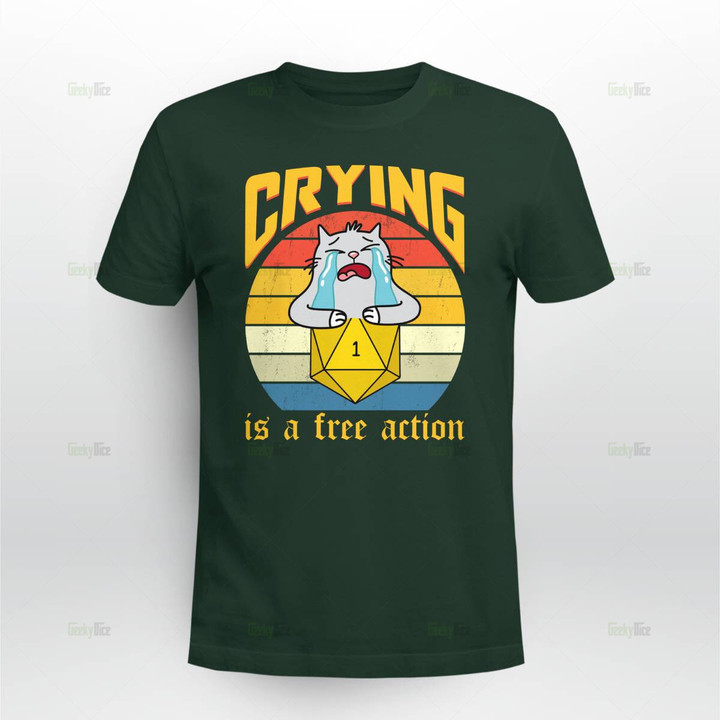 Crying free action funny t-shirt