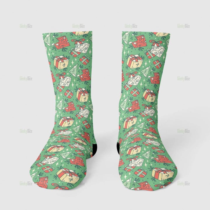 DnD Dice Christmas long socks