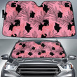 Pink Jaguar Animal Over Classic Palm Leaves Pink Theme Car Sun Shades Cover Auto Windshield