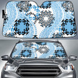 Blue Tone Vintage Paisley Pattern Geometric Theme Car Sun Shades Cover Auto Windshield
