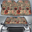 Turtle Hibiscus Flower And Tropical Leave Tribal Pattern Car Sun Shades Cover Auto Windshield