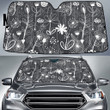 Lovely Flower Collection In Black And White Grey Car Sun Shades Cover Auto Windshield