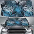 Blue Fan Palm Leaves And Acera Leaves Car Sun Shades Cover Auto Windshield