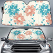 Mint And Orange Flower Artistic Style Hand Drawing Pencil Line Car Sun Shades Cover Auto Windshield