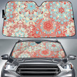 Red And Blue Flower Paisley Pattern Red Tone Car Sun Shades Cover Auto Windshield