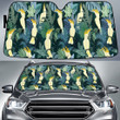 Yellow Parrot Over Green Classic Palm Leave Car Sun Shades Cover Auto Windshield