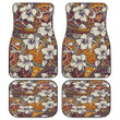 White Hawaiian Hibiscus Flower Over Colorful Tribal Pattern All Over Print Car Floor Mats