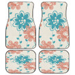 Mint And Orange Flower Artistic Style Hand Drawing Pencil Line All Over Print Car Floor Mats