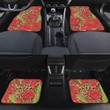 Red Tropical Flower Over Classic Leopard Skin Texture All Over Print Car Floor Mats