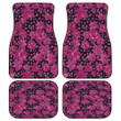 Dark Pink Hawaiian Hibiscus Black Leopard Skin Texture All Over Print Car Floor Mats