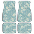 White Tropical Flowers Over Mint Theme All Over Print Car Floor Mats