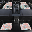 Black Monstera Leaf And Dot Pattern White Theme All Over Print Car Floor Mats