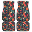 Vintage Chinese Hibiscus Flower Black All Over Print Car Floor Mats
