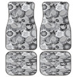 Grey Tone Flowers And Leaf Simulations All Over Print Car Floor Mats