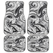 Black And White Wavy Pattern Hand Drawing Style All Over Print Car Floor Mats