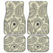 Black Tropical Flower And Leaves Yellow Theme All Over Print Car Floor Mats